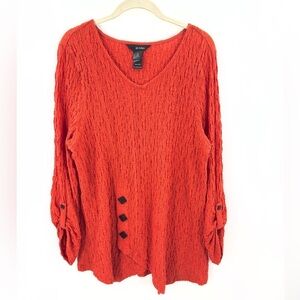 Ali Miles Tunic Top Womens XL Lagenlook Asymmetric Artsy Boho Crinkle Stretch